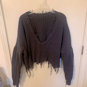 Dark grey grunge cropped sweater